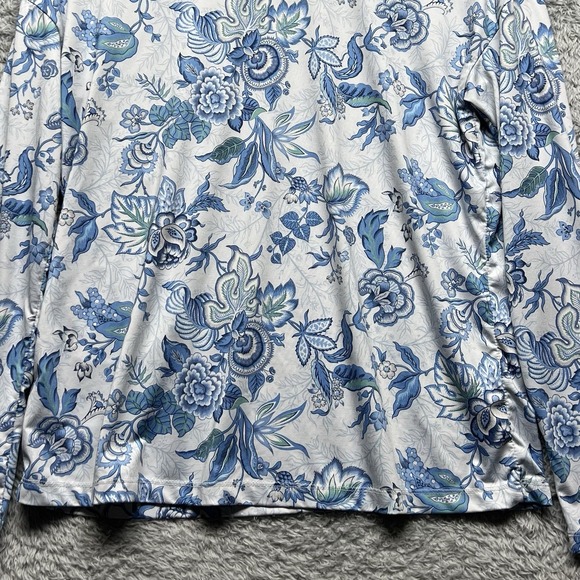 Tuckernuck Top Womens XS Blue White TNuck Sport Heirloom Floral Ryan Boyfriend - Picture 3 of 11